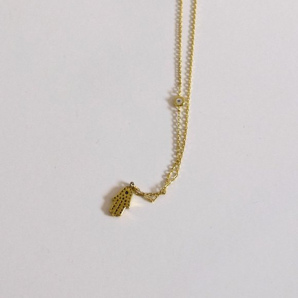 Gold Hamsa Hand Crystal Necklace - Picture 6 of 6